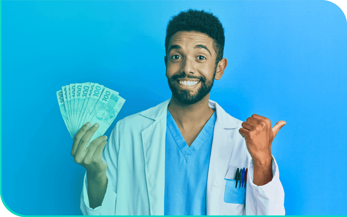 Médico ganhando dinheiro